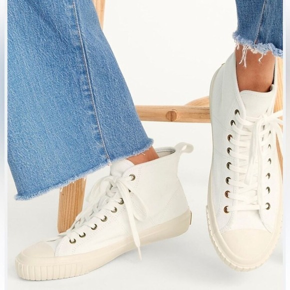 Shoes - J.Crew -‎ Classic High-Top Sneakers Upper Cloth & Rubber Sole - Cream - Size 6.5